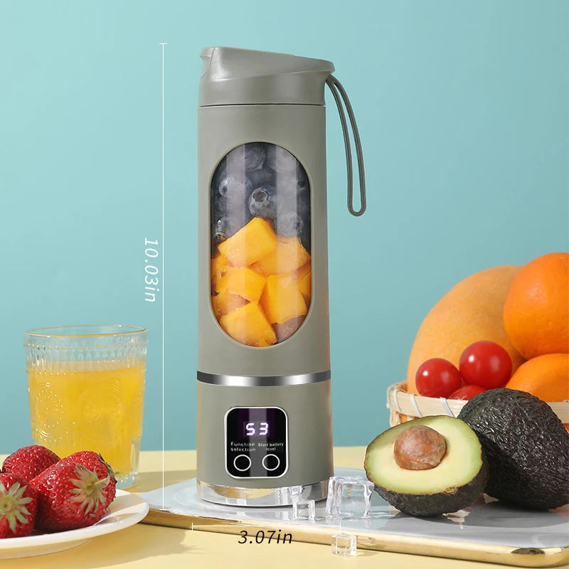 Blades Portable Fruit Juicer 450ml Capacity 3 Gears USB Rechargeable Blender Ice Crusher, can make smoothies/ice