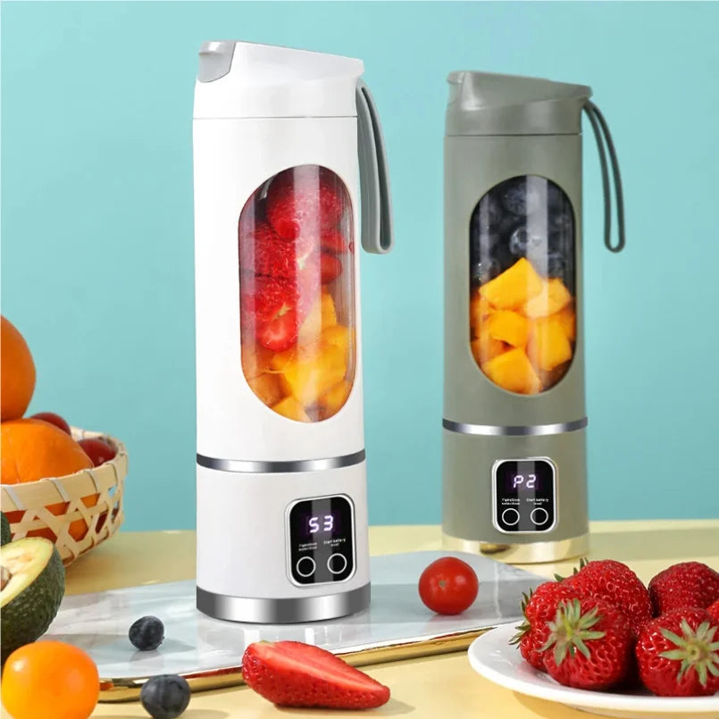 Blades Portable Fruit Juicer 450ml Capacity 3 Gears USB Rechargeable Blender Ice Crusher, can make smoothies/ice