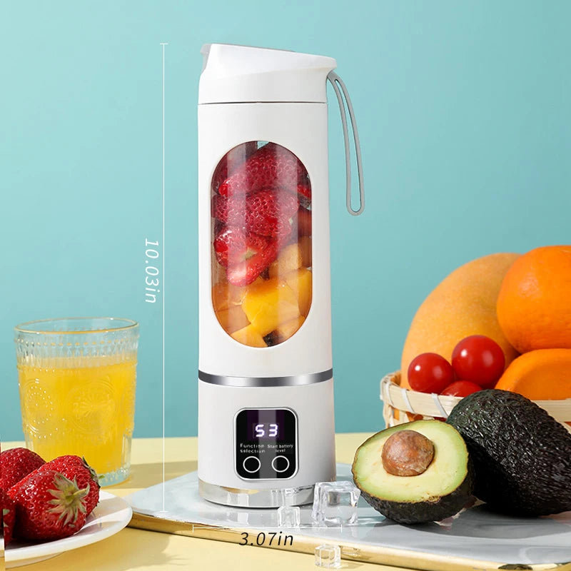 Blades Portable Fruit Juicer 450ml Capacity 3 Gears USB Rechargeable Blender Ice Crusher, can make smoothies/ice
