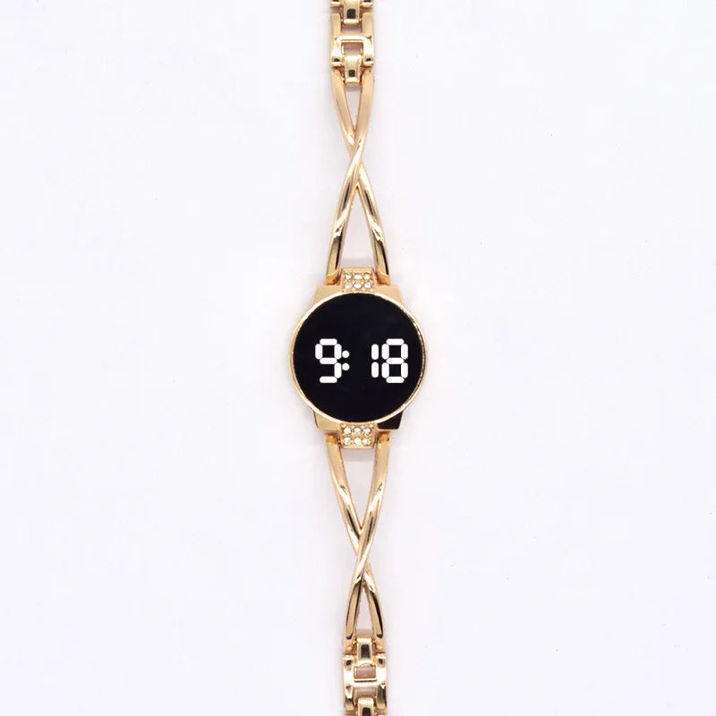 MAYZHISU Fashion LED Watch for Women Touch Screen Ladies Wristwatch Digital Clock Steel Band Electronic Female Bracelet Watch