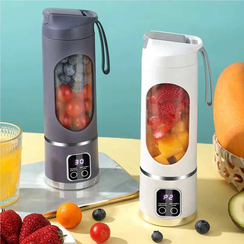 Blades Portable Fruit Juicer 450ml Capacity 3 Gears USB Rechargeable Blender Ice Crusher, can make smoothies/ice