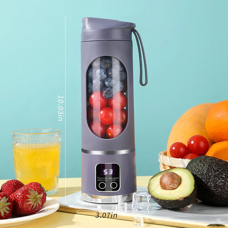 Blades Portable Fruit Juicer 450ml Capacity 3 Gears USB Rechargeable Blender Ice Crusher, can make smoothies/ice